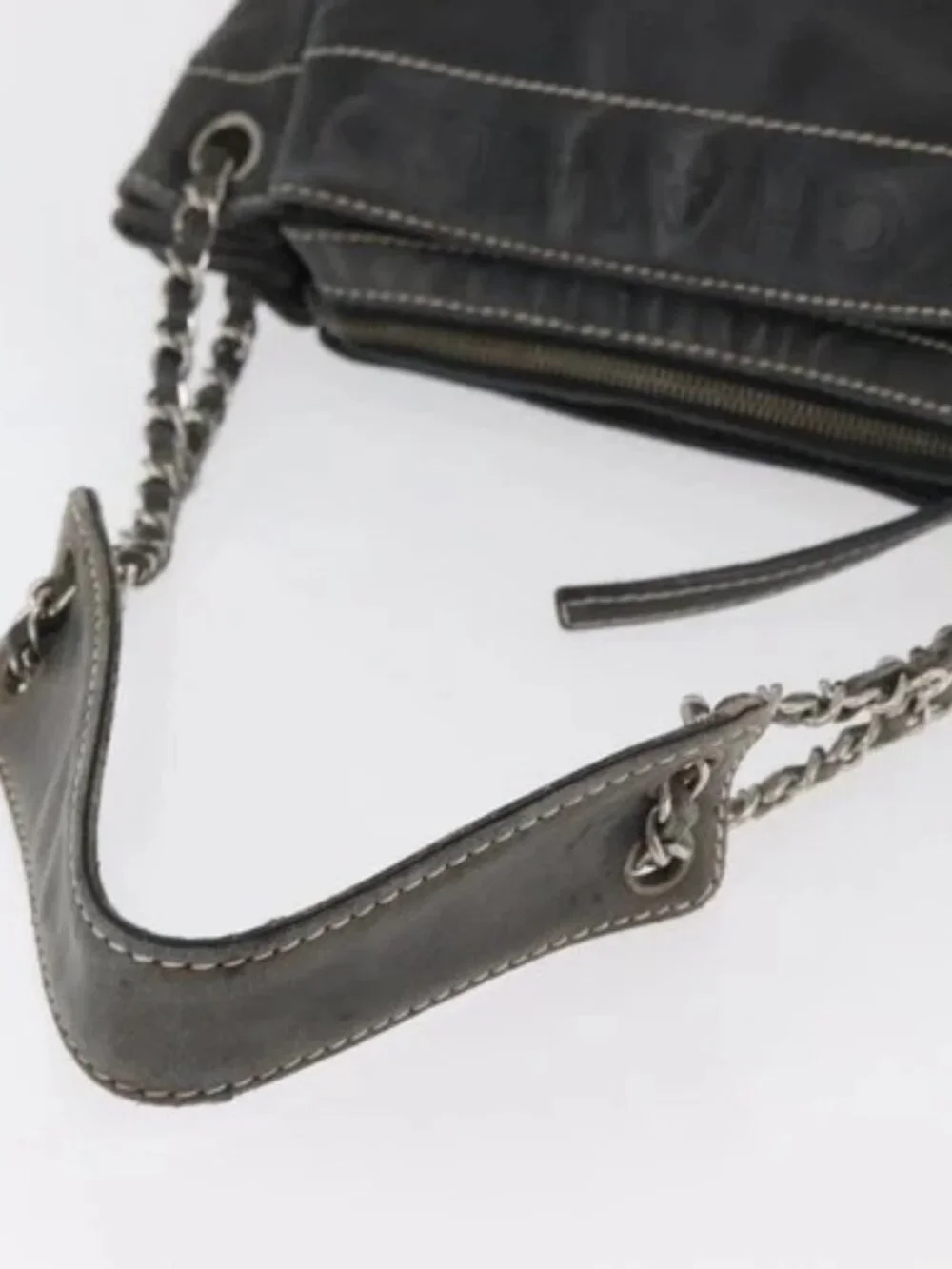 CHANEL Chain Shoulder Bag Lamb Skin Black CC Auth BA13139
